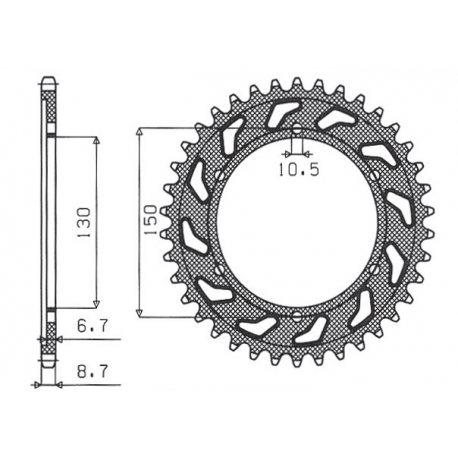 Sunstar, rozeta 860 39 Yamaha XJR1300`02-03, FJ1200`91-96 (JTR859.39) (řetěz 530) (86039JT)